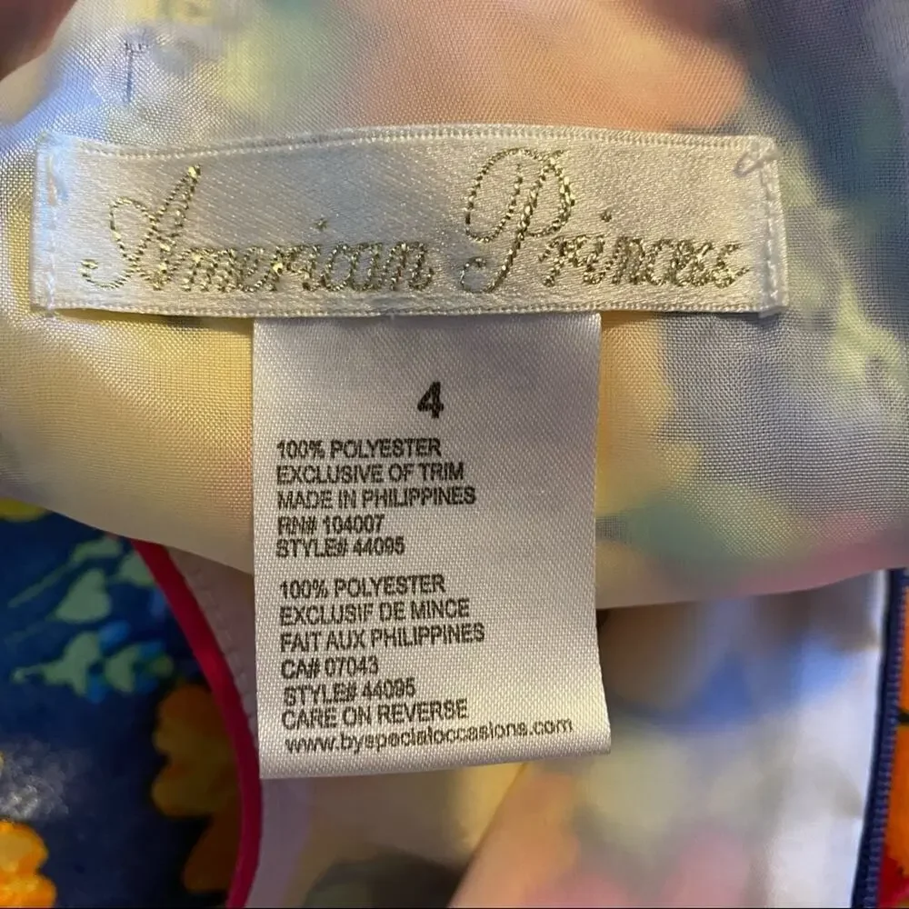 American Princess Dress Little Girl Size 4 Floral Spring Pink Flowers Easter